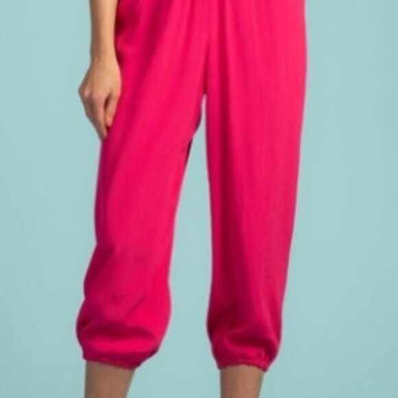 Women's Trina Turk Guerrero Tie Strap Pink Cropped Jumpsuit - Picture 6 of 6